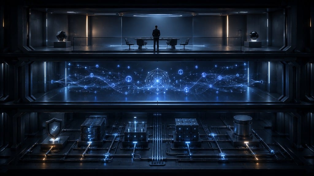 Hybrid architecture: code holds invariants, AI handles ambiguity, humans decide high-risk actions
